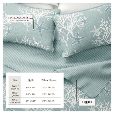 Linery Coral Starfish Reversible Quilt Set