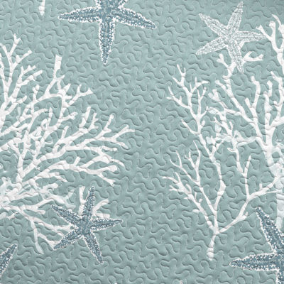 Linery Coral Starfish Reversible Quilt Set