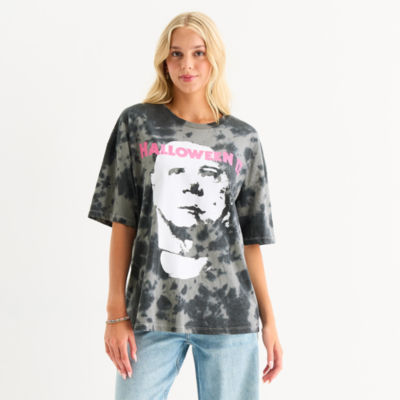 Grayson Threads, The Label Haloween Michael Myers Womens Juniors Crew Neck Short Sleeve Oversized Graphic T-Shirt