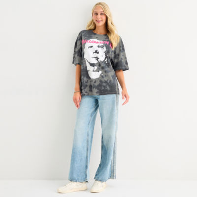 Grayson Threads, The Label Haloween Michael Myers Womens Juniors Crew Neck Short Sleeve Oversized Graphic T-Shirt