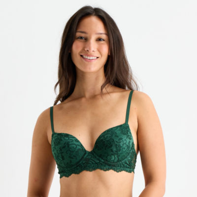 Arizona Body Holiday Lace Lightly Lined Demi Bra, Color: Pine