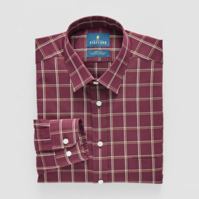 Stafford Slim Smart Tech Mens Slim Fit Stretch Fabric Wrinkle Free Long Sleeve Dress Shirt