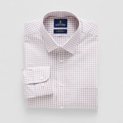 Stafford Smart Tech Mens Slim Fit Stretch Fabric Wrinkle Free Long Sleeve Dress Shirt