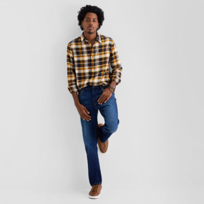 mutual weave Mens Long Sleeve Regular Fit Flannel Shirt