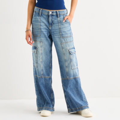 Arizona Juniors Airy Drape Womens Low Rise Baggy Fit Jean