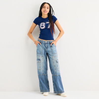 Arizona Juniors Airy Drape Womens Low Rise Baggy Fit Jean