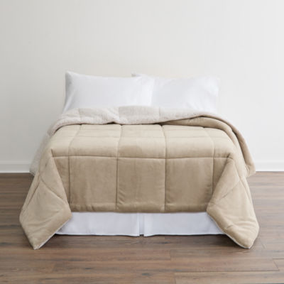 North Pole Trading Co. Solid Faux Mink To Faux Sherpa Reversible Comforter