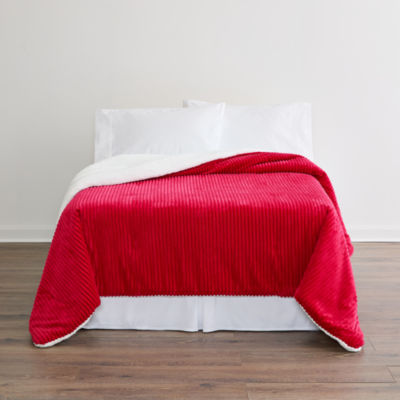 North Pole Trading Co. Ribbed Faux Mink To Sherpa Reversible Comforter