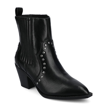 Journee Collection Womens Braylee Block Heel Booties, 6 Medium, Black