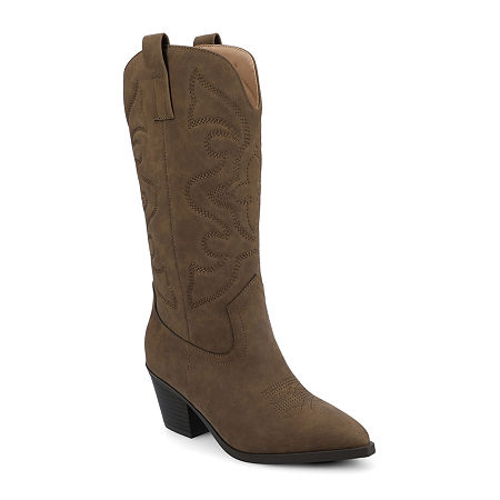Journee Collection Womens Chantry Stacked Heel Dress Boots In Brown