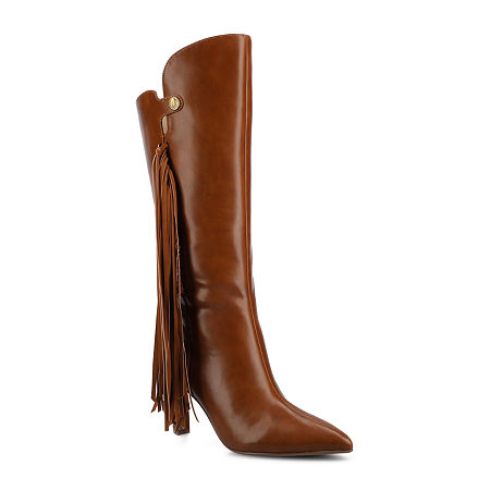 Journee Collection Womens Dolly Stiletto Heel Dress Boots, 7 Medium, Brown