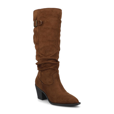 Journee Collection Womens Kaleah Block Heel Dress Boots, 12 Medium, Brown