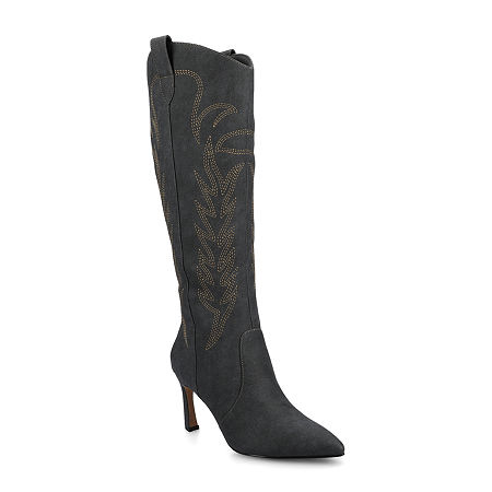Journee Collection Womens Laramie Stiletto Heel Dress Boots, 10 Medium, Gray
