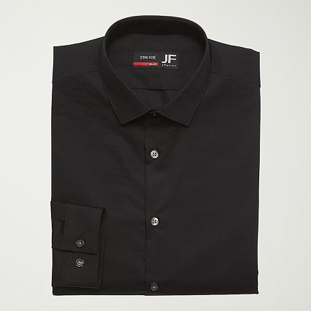 J. Ferrar Ultra Comfort Mens Regular Fit Easy Care Stretch Fabric Long Sleeve Dress Shirt, 15-15.5 32-33, Black
