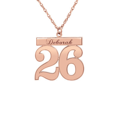 Personalized Womens Sterling Silver Name and Player Number Pendant Necklace