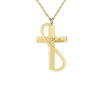 Personalized Womens Sterling Silver Cross Name Pendant Necklace