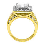 Womens 2 CT. T.W. Genuine White Diamond 10K Gold Side Stone Halo Engagement Ring