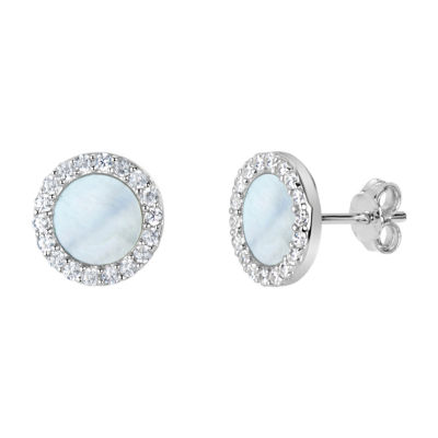 White Mother Of Pearl Sterling Silver 9mm Round Stud Earrings - JCPenney