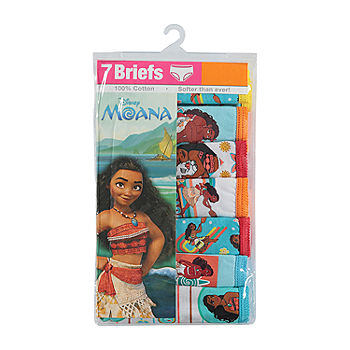 Disney Little & Big Girls Moana 7 Pack Brief Panty, Color: Multi