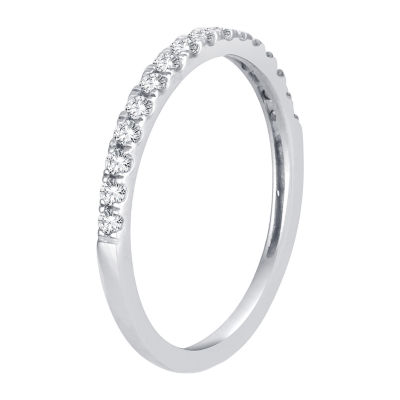 Womens 1/4 CT. T.W. Natural White Diamond 10K White Gold Wedding Band