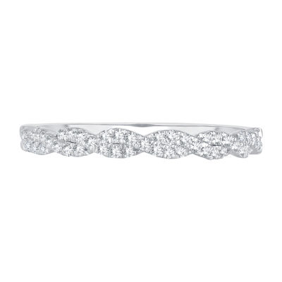 Signature By Modern Bride Womens 1/5 CT. Natural White Diamond 10K White Gold Anniversary Wedding Band