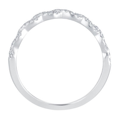 Signature By Modern Bride Womens 1/5 CT. Natural White Diamond 10K White Gold Anniversary Wedding Band