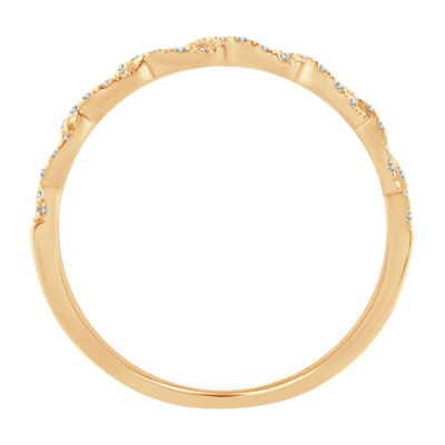 Womens 1/5 CT. Natural White Diamond 10K Gold Wedding Band