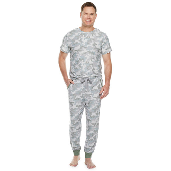 Jaclyn Camo Family Sleepwear Mens Crew Neck Short Sleeve 2-pc. Pant Pajama Set