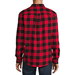 St. John's Bay Dexterity Mens Long Sleeve Easy-on + Easy-off Adaptive Classic Fit Flannel Shirt