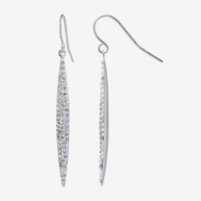 Sparkle Allure Crystal Pure Silver Over Brass Oblong Drop Earrings