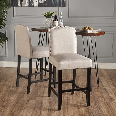 Darren 2-pc. Counter Height Upholstered Bar Stool, One Size, Beige