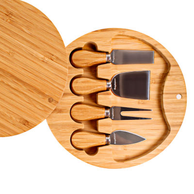 BergHOFF Bamboo Round Covered Cheese Board and Tool Set