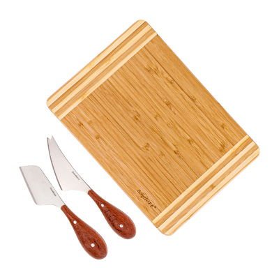 BergHOFF Bamboo 3-pc. Striped Cutting Board and Aaron Probyn Cheese Knife Set