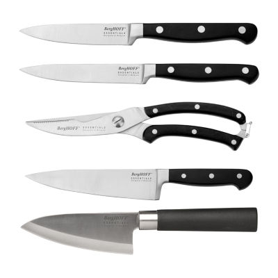 BergHOFF Essentials 6-Piece Stainless Steel Knife Block Set