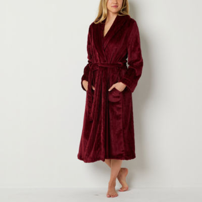 Liz Claiborne Womens Long Sleeve Length Plush Robe