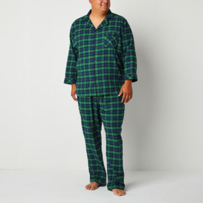 St. John's Bay Mens Big Flannel Long Sleeve 2-pc. Pant Pajama Set
