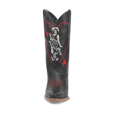 Dingo Womens Queen A Hearts Stacked Heel Cowboy Boots