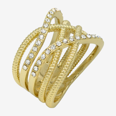 Sparkle Allure Rope Twist Crystal 14K Gold Over Brass Band