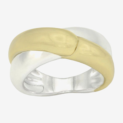 Sparkle Allure 14K Gold Over Brass Pure Silver Band