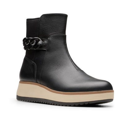Clarks Womens Zylah Rose Wedge Ankle Boots, Color: Black JCPenney