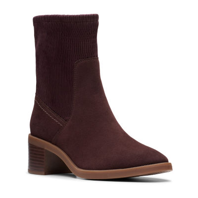 Clarks Womens Lileigh Holly Stacked Heel Booties