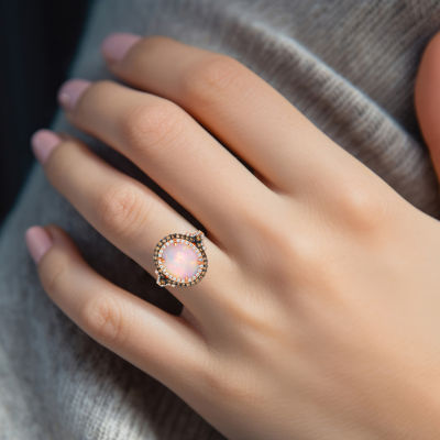 Le Vian® Grand Sample Sale™ Ring featuring 2 1/3 CT. Neopolitan Opal™ 1/3 CT. Chocolate Diamonds® 3/8 CT. Nude Diamonds™ set in 14K Strawberry Gold®