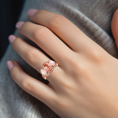 LIMITED QUANTITIES! Le Vian Grand Sample Sale™ Ring featuring Peach Morganite™, Neopolitan Opal™, Vanilla Diamonds® set in 14K Strawberry Gold®