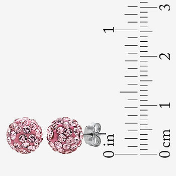 Pink Cultured Freshwater Pearl and Crystal Earrings Sterling Silver Pink Cultured Freshwater Pearl and Crystal Earrings Sterling Silver