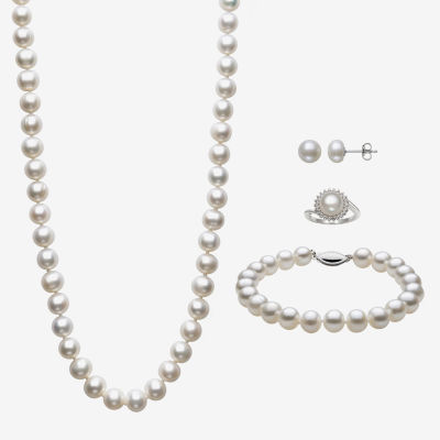 pc. Cultured Freshwater Pearl Sterling Silver Jewelry Set