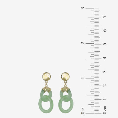 14K Yellow Gold Jade Double Circle Earrings