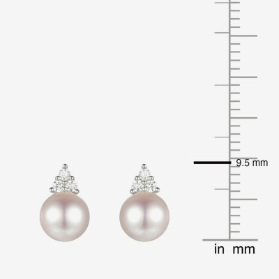 Dyed White Cultured Freshwater Pearl Sterling Silver 8mm Stud Earrings