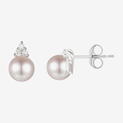 Dyed White Cultured Freshwater Pearl Sterling Silver 8mm Stud Earrings