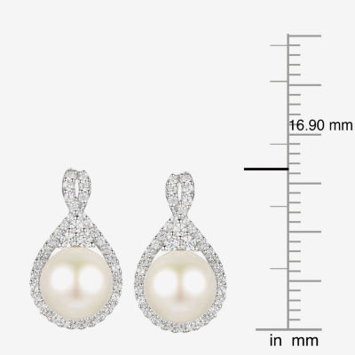 Dyed White Cultured Freshwater Pearl Sterling Silver 15mm Stud Earrings