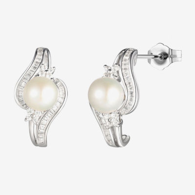 White Cultured Freshwater Pearl Sterling Silver 15.9mm Stud Earrings